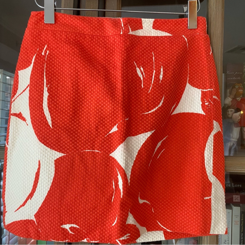 J. Crew Orange and White Skirt